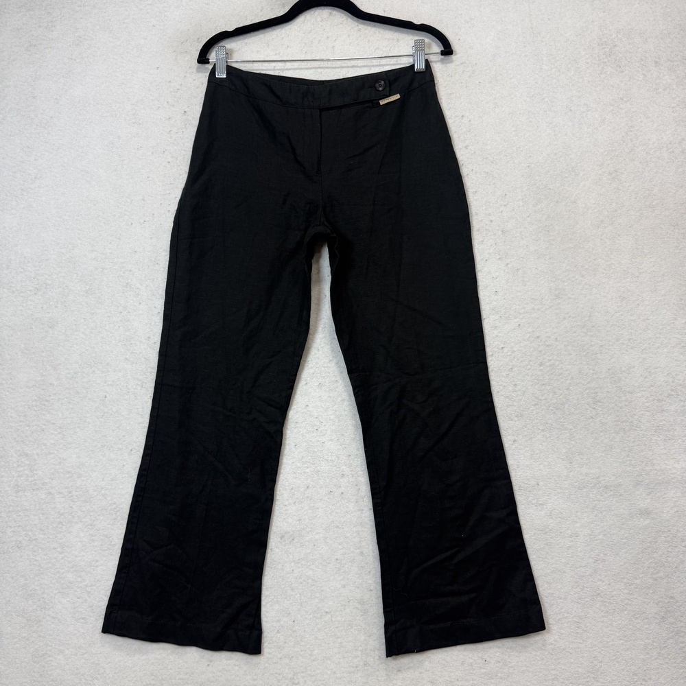 Genetic Linen Cotton Pants Womens Medium Black Twill Bootcut Lightweight Casual